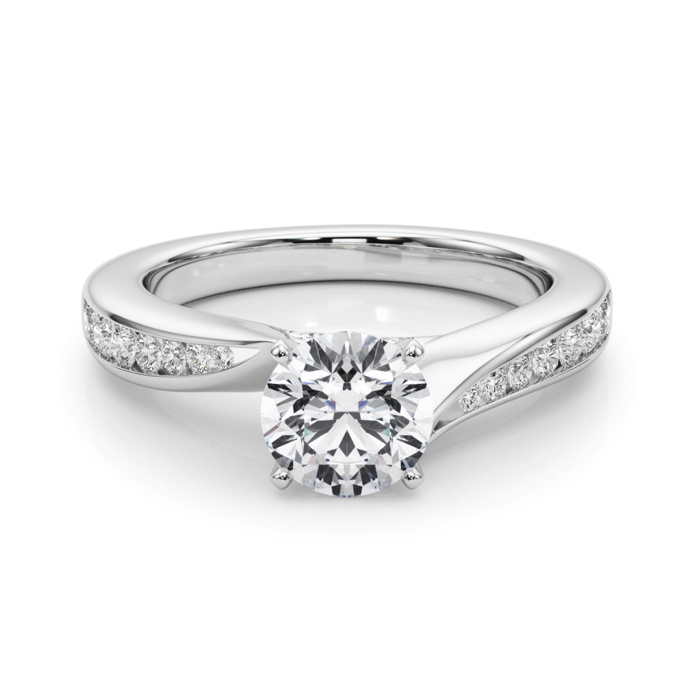 0.2 Ct Lab-Created Diamond Round Cut Livica  Side Stone Engagement Rings in Silver 925