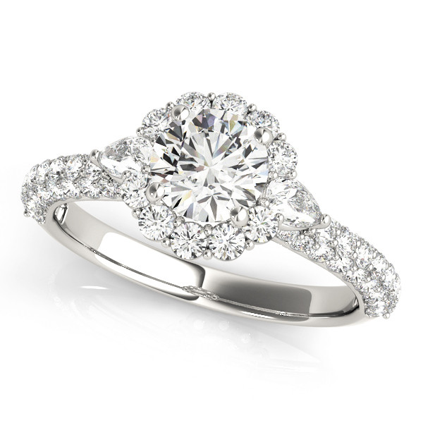 0.2 Ct Natural Round Cut Jaclyn  Halo Diamond Rings in Silver 925