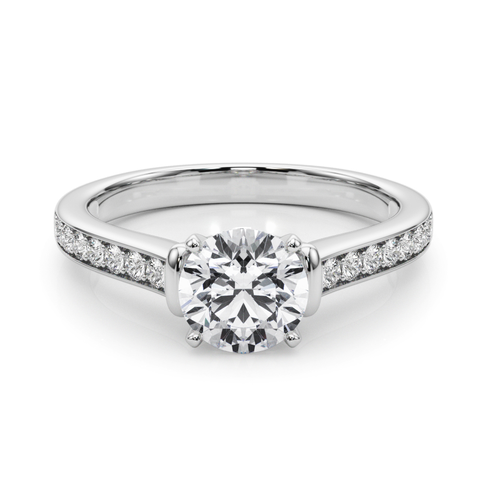 0.2 Ct Lab Grown Diamond Round Cut Rusha  Side Stone Engagement Rings in Silver 925