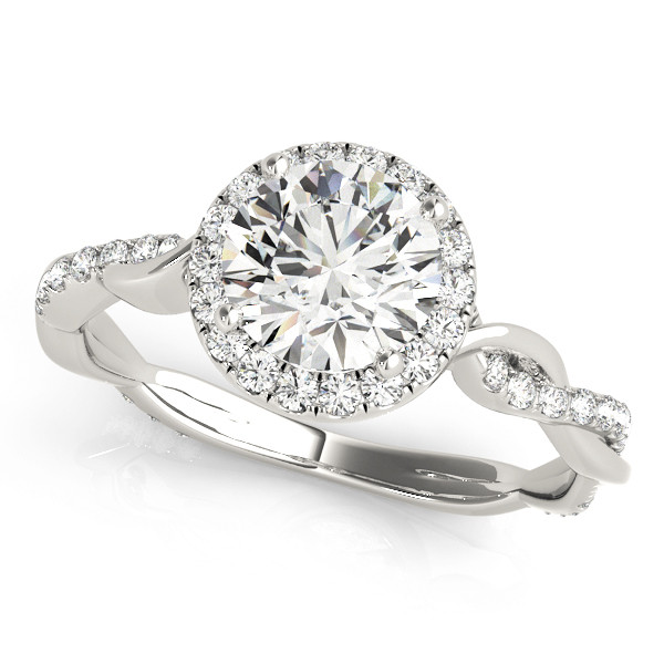 0.2 Ct Natural Round Cut Liza Halo Diamond Rings in Silver 925