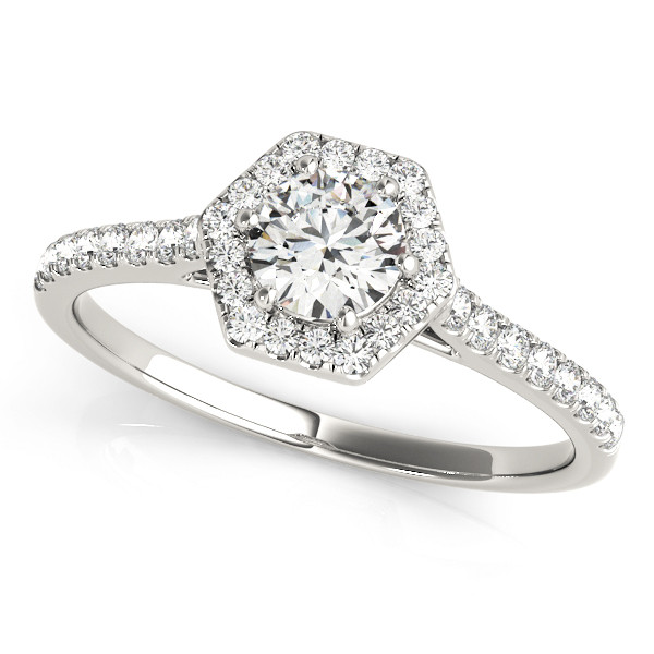 0.2 Ct Natural Round Cut Jocelynn Halo Diamond Rings in Silver 925