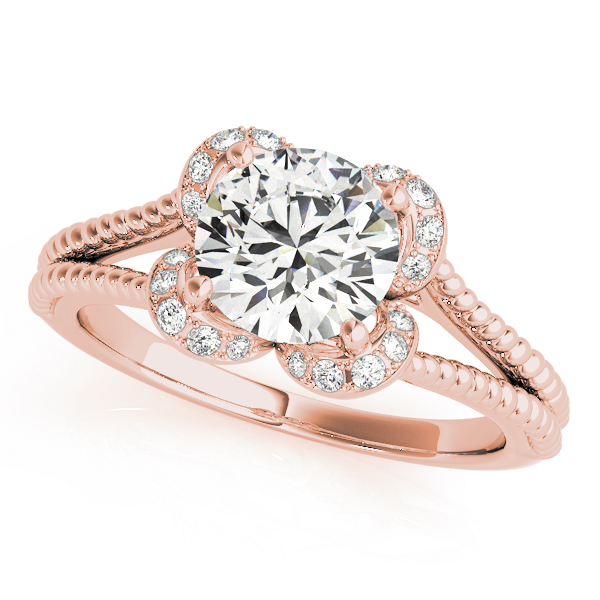 Kreeda Lab Grown Diamond Rose Gold 4 Prong Halo Engagement Ring
