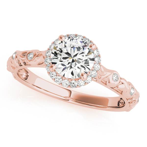Serah Lab Grown Diamond Rose Gold 4 Prong Halo Engagement Ring