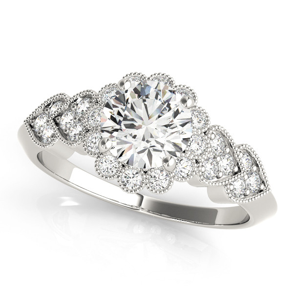 0.2 Ct Natural Round Cut Kenslee Halo Diamond Rings in Silver 925