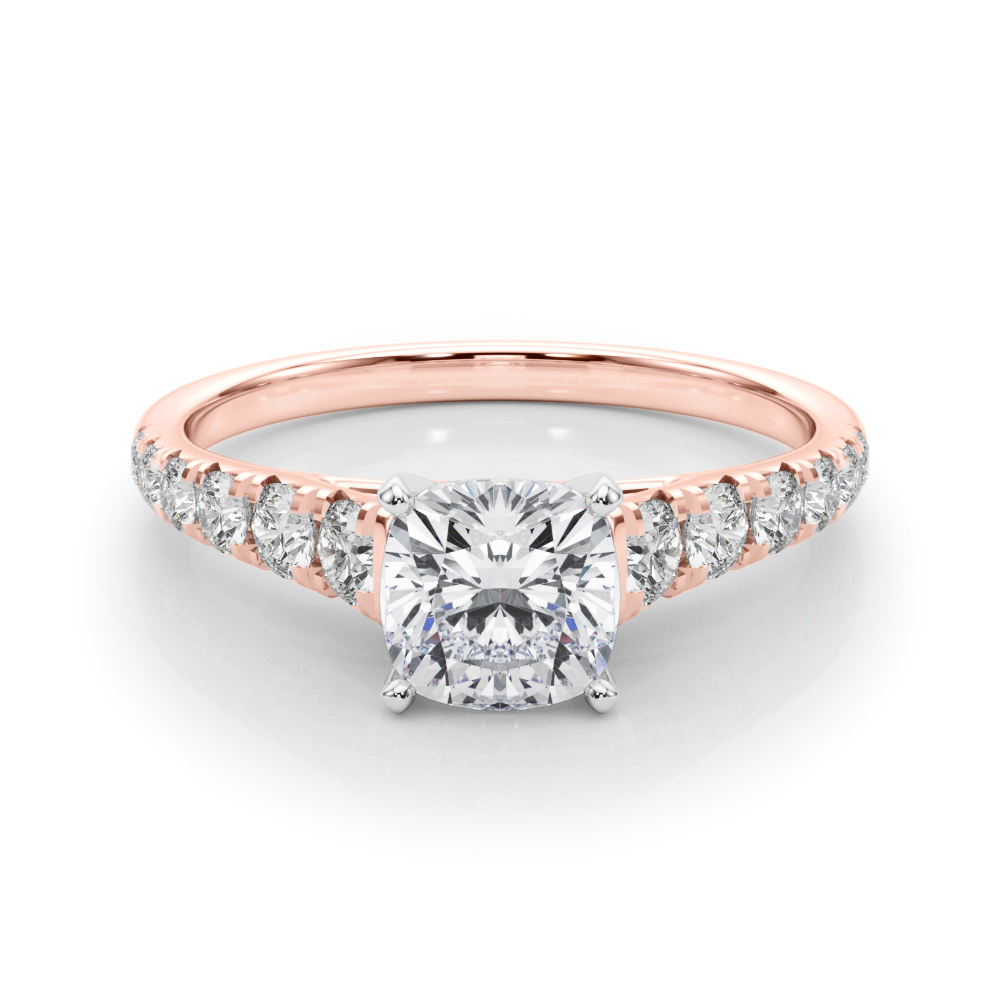 0.3 Ct Lab-Created Diamond Cushion Cut Alfreda  Halo Engagement Rings in Silver 925