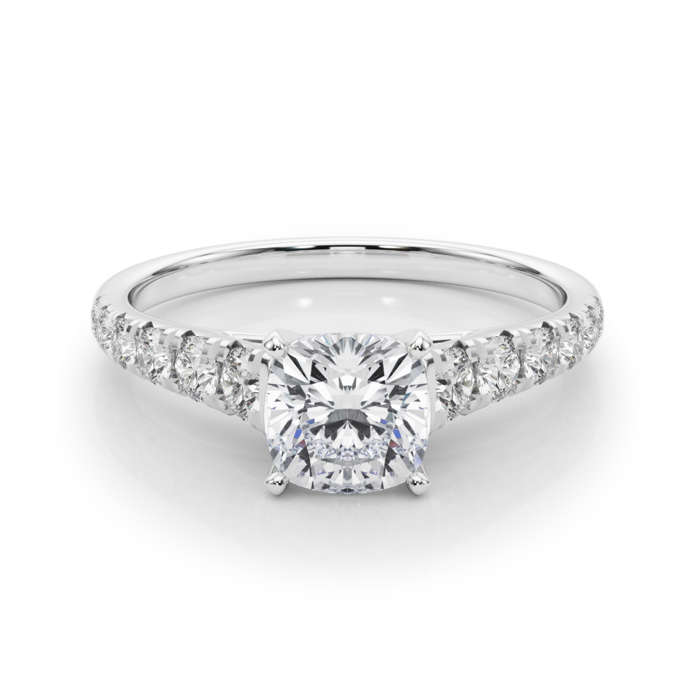 0.3 Ct Lab-Created Diamond Cushion Cut Alfreda  Halo Engagement Rings in Silver 925