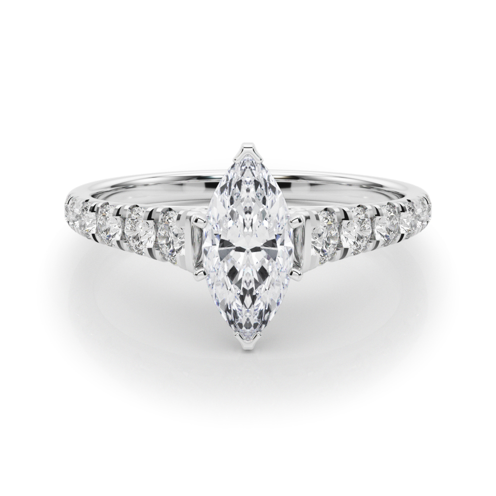 0.2 Ct Lab-Created Diamond Marquise Cut Alfreda  Halo Engagement Rings in Silver 925