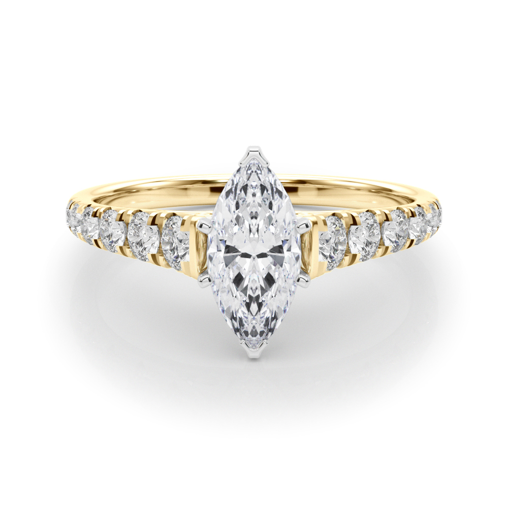 0.2 Ct Lab-Created Diamond Marquise Cut Alfreda  Halo Engagement Rings in Silver 925
