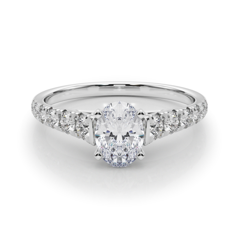 0.2 Ct Lab-Created Diamond Oval Cut Alfreda  Halo Engagement Rings in Silver 925