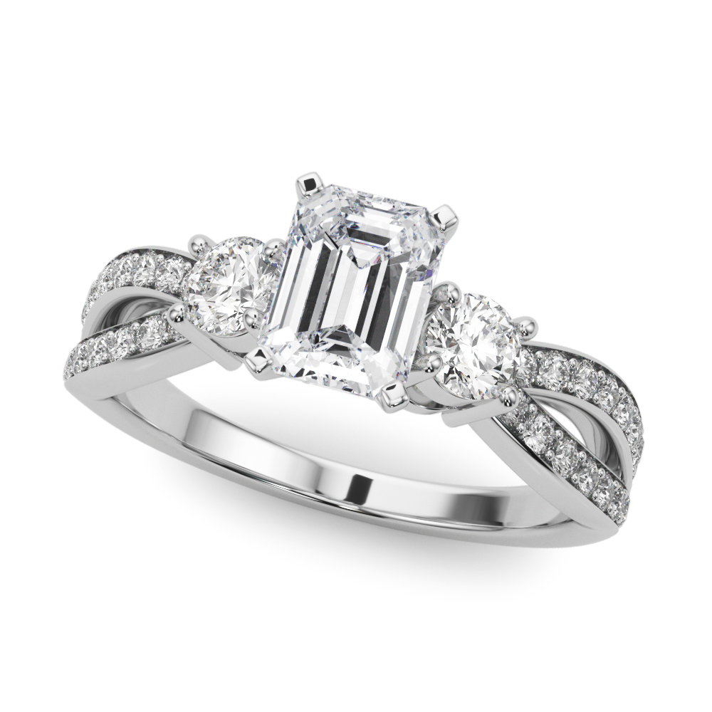 Venisha Lab Grown Diamond 4 Prong Set Trilogy Engagement Ring