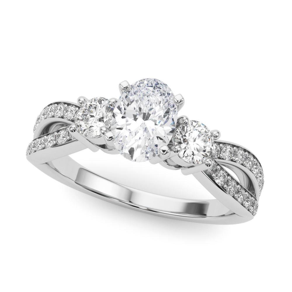 Verina Lab Grown Diamond 4 Prong Set Trilogy Engagement Ring