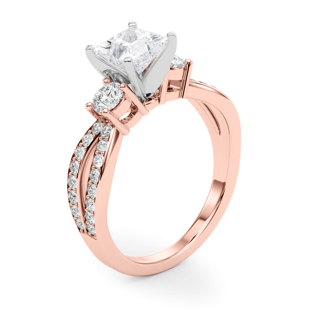 0.2 Ct Lab-Created Diamond Princess Cut Valina  Trilogy Engagement Rings in Silver 925
