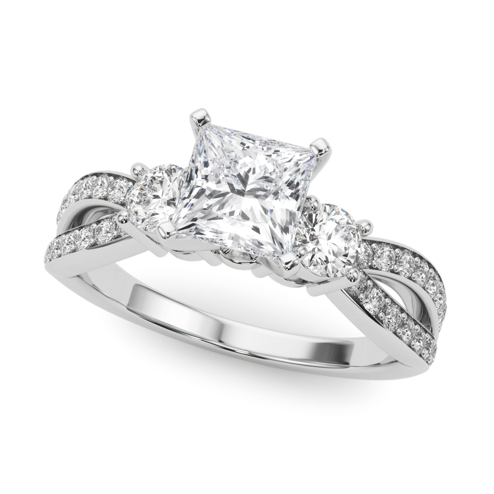 0.2 Ct Lab-Created Diamond Princess Cut Valina  Trilogy Engagement Rings in Silver 925