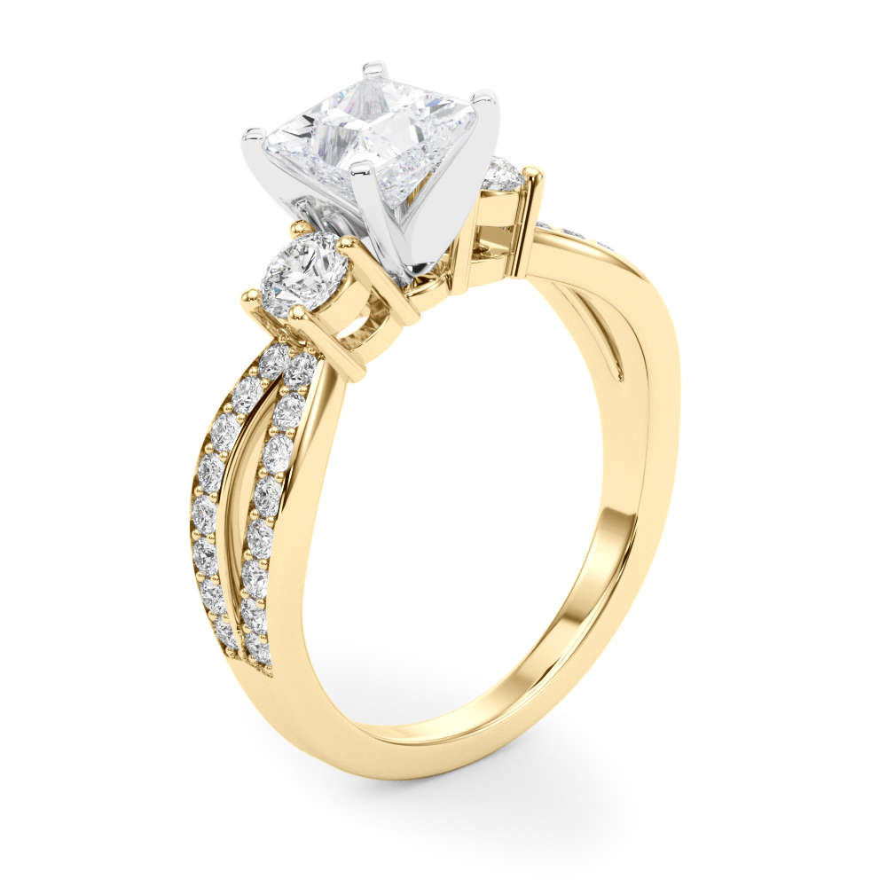 0.2 Ct Lab-Created Diamond Princess Cut Valina  Trilogy Engagement Rings in Silver 925