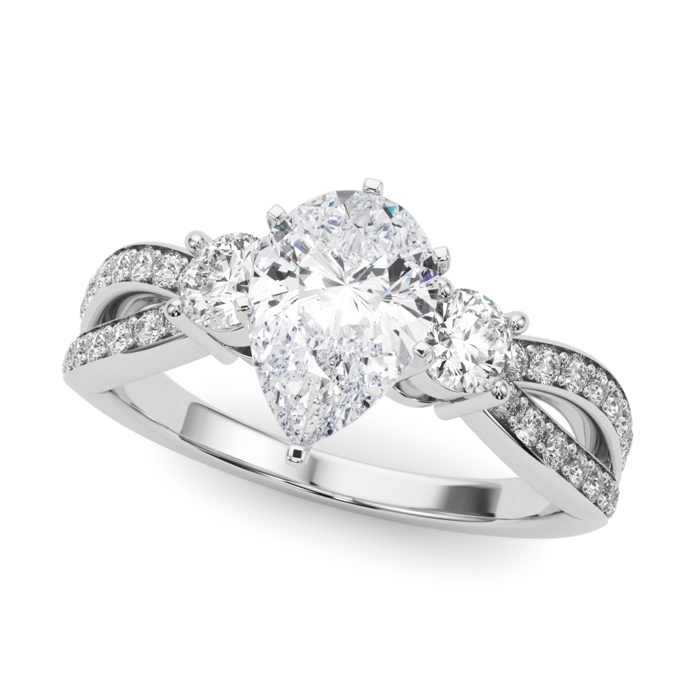 Vardah Lab Grown Diamond 6 Prong Set Trilogy Engagement Ring