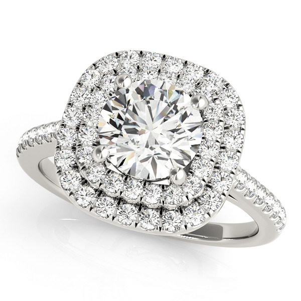 0.2 Ct Natural Round Cut Khelani Halo Diamond Rings in Silver 925