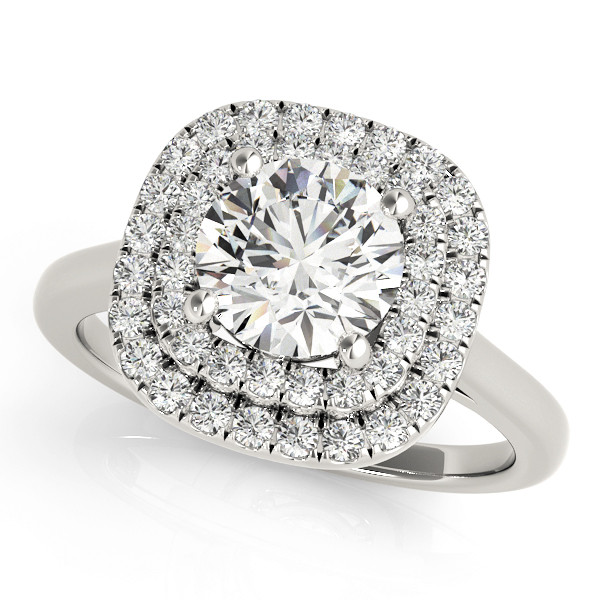 0.2 Ct Natural Round Cut Justyce Halo Diamond Rings in Silver 925