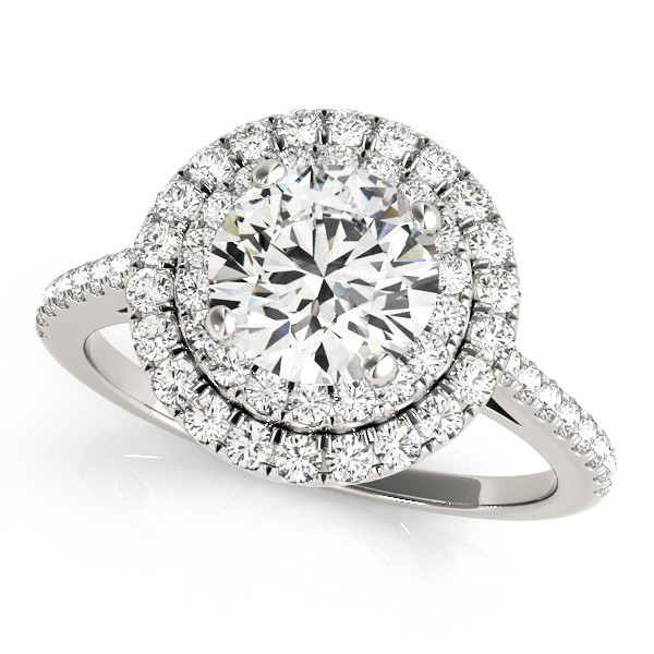 0.2 Ct Natural Round Cut Beracca Halo Diamond Rings in Silver 925