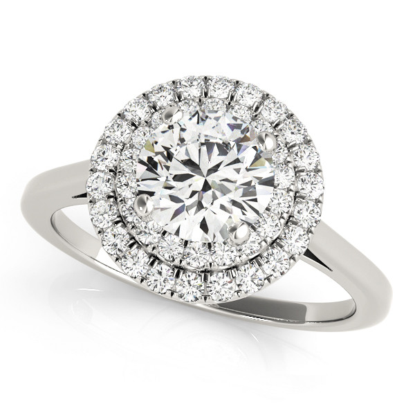 0.2 Ct Natural Round Cut Layken Halo Diamond Rings in Silver 925