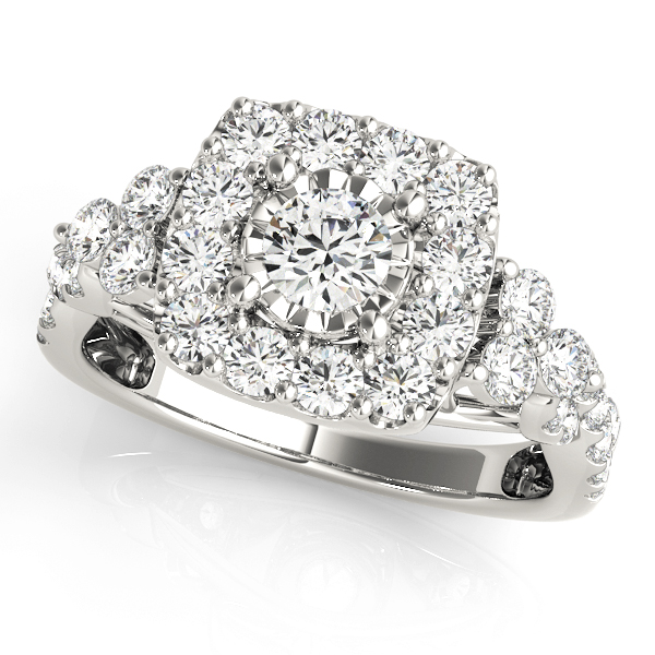 0.2 Ct Lab-Created Diamond Round Cut Alda  Halo Engagement Rings in Silver 925