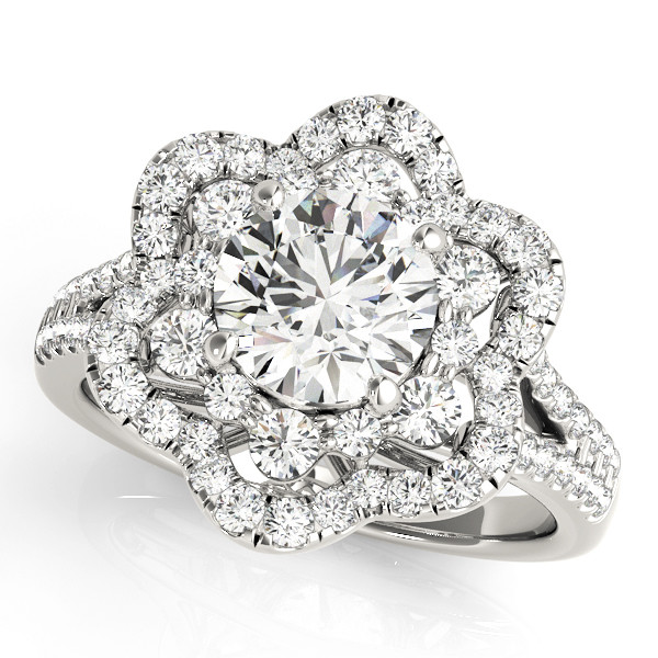 0.2 Ct Natural Round Cut Jules  Halo Diamond Rings in Silver 925