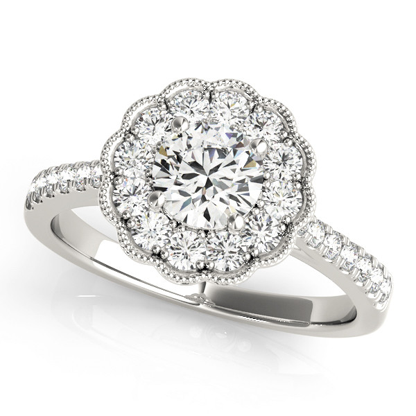 0.2 Ct Natural Round Cut Jaide  Halo Diamond Rings in Silver 925