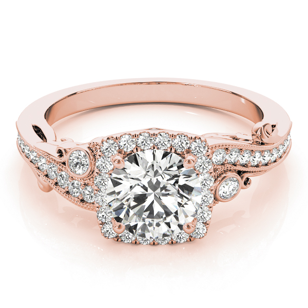 selciya Lab Grown Diamond Rose Gold 4 Prong Halo Engagement Ring
