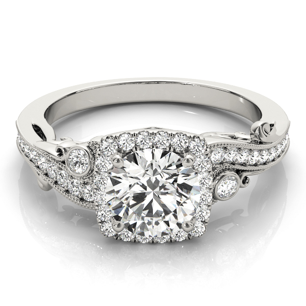 0.2 Ct Lab-Created Diamond Round Cut selciya  Halo Engagement Rings in Silver 925