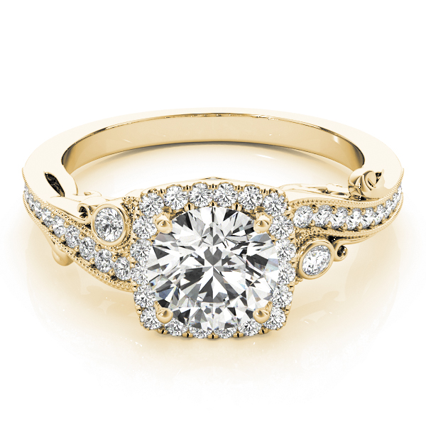 selciya Lab Grown Diamond Yellow Gold 4 Prong Halo Engagement Ring