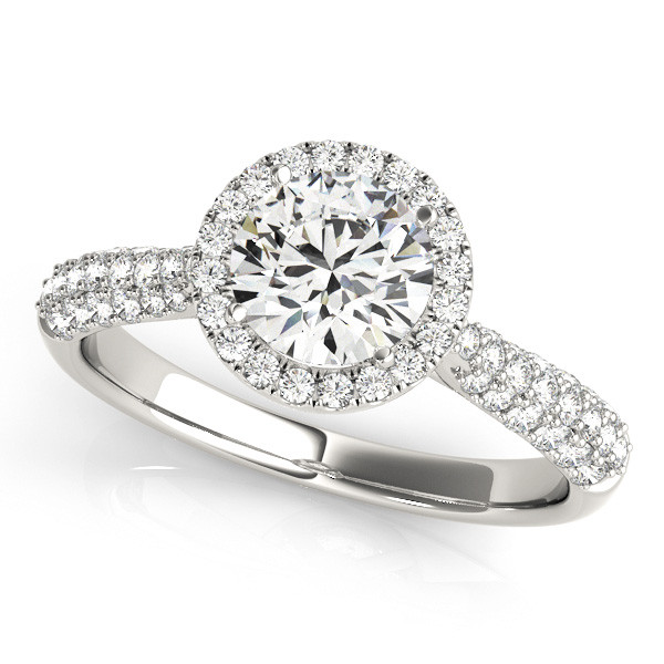 0.2 Ct Natural Round Cut Kelsie Halo Diamond Rings in Silver 925
