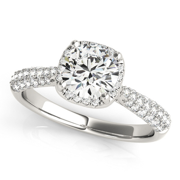 0.2 Ct Natural Round Cut Karleigh Halo Diamond Rings in Silver 925