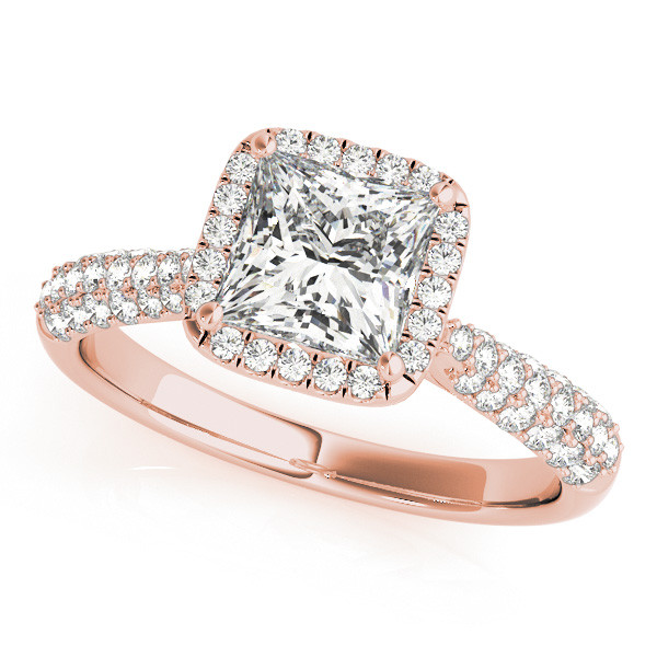 0.2 Ct Natural Princess Cut Londynn Halo Diamond Rings in Silver 925