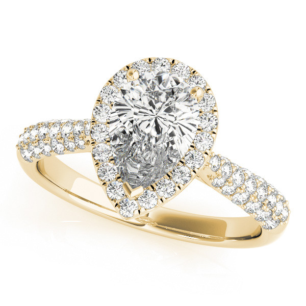 0.2 Ct Natural Pear Cut Jazmine  Halo Diamond Rings in Silver 925