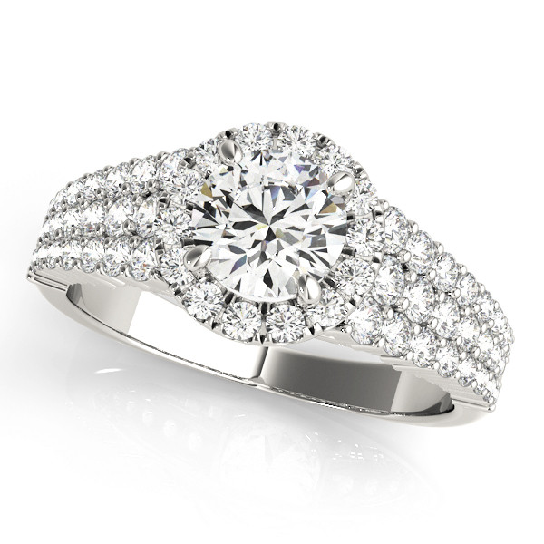 0.2 Ct Natural Round Cut Lively Halo Diamond Rings in Silver 925