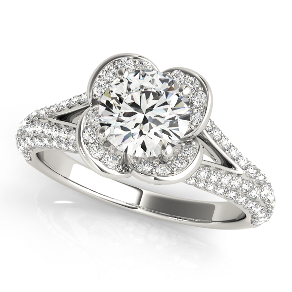 0.2 Ct Lab-Created Diamond Round Cut Sheena  Halo Engagement Rings in Silver 925