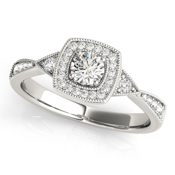 0.2 Ct Natural Round Cut Kitana Halo Diamond Rings in Silver 925