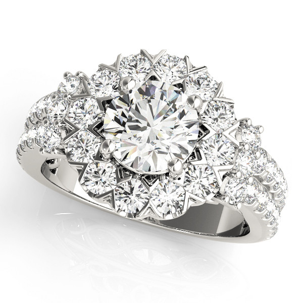 0.2 Ct Natural Round Cut Kamaria  Halo Diamond Rings in Silver 925