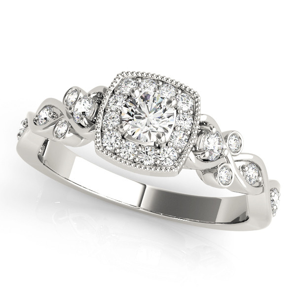 0.2 Ct Natural Round Cut Lillyanna Halo Diamond Rings in Silver 925