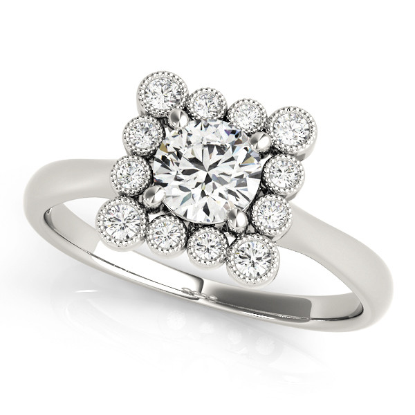 0.2 Ct Natural Round Cut Leya  Halo Diamond Rings in Silver 925
