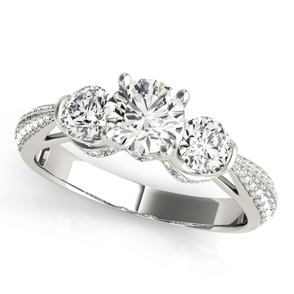 0.2 Ct Natural Diamond Round Cut Yitzel  Trilogy Engagement Rings in Silver 925