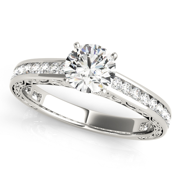 SunshineDiamonds Side Stone Engagement Rings in Silver 925 and 0.10 Carat Natural Diamond