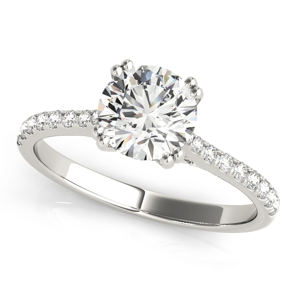 0.2 Ct Lab Grown Diamond Round Cut Rose  Side Stone Engagement Rings in Silver 925