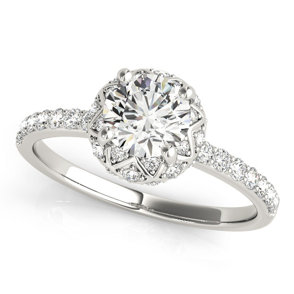 0.2 Ct Natural Round Cut Jozie Halo Diamond Rings in Silver 925