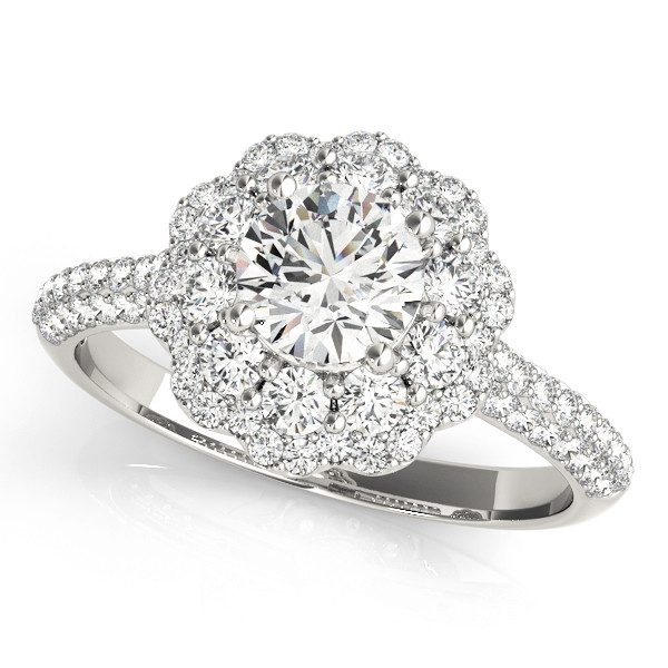 0.2 Ct Natural Round Cut Liora Halo Diamond Rings in Silver 925