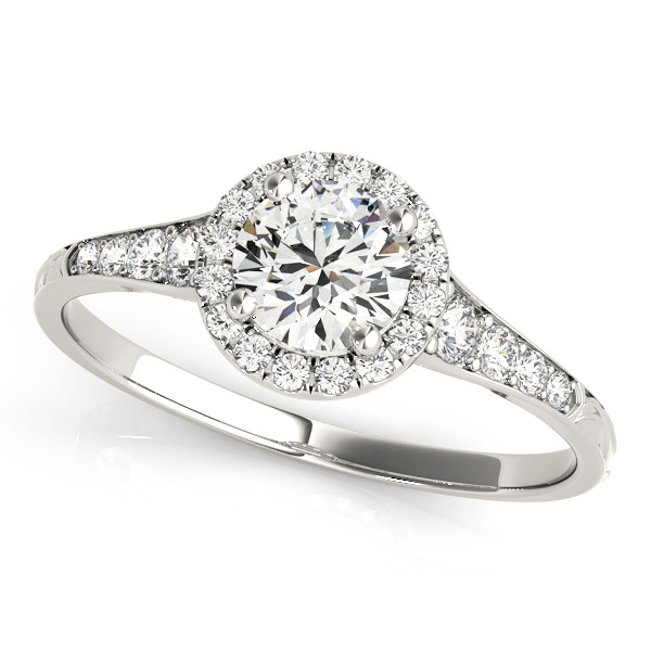 0.2 Ct Natural Round Cut Jesse Halo Diamond Rings in Silver 925