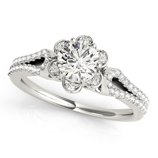 0.2 Ct Natural Round Cut Kyara Halo Diamond Rings in Silver 925
