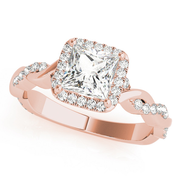 0.2 Ct Natural Princess Cut Jamila Halo Diamond Rings in Silver 925