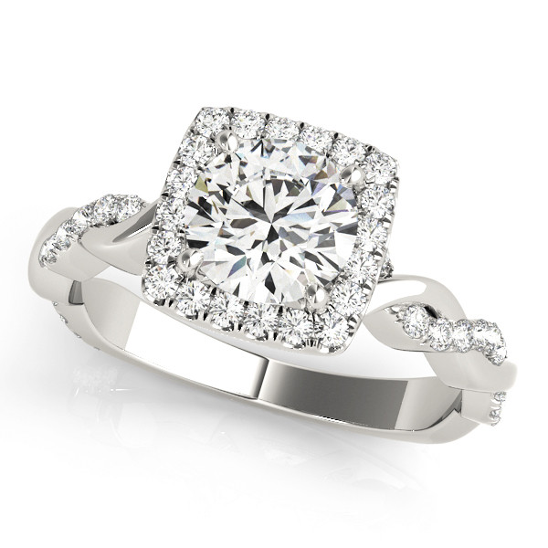 0.2 Ct Natural Round Cut Kamiya Halo Diamond Rings in Silver 925
