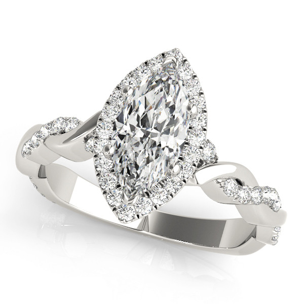 0.2 Ct Natural Marquise Cut Lisa Halo Diamond Rings in Silver 925