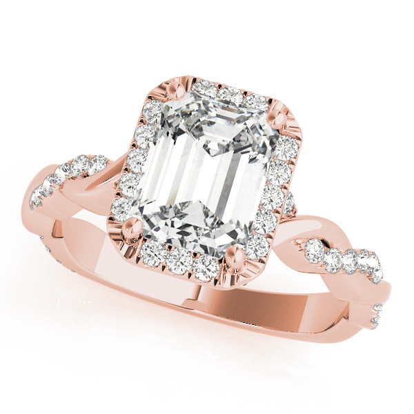 0.2 Ct Natural Emerald Cut Kiyomi  Halo Diamond Rings in Silver 925